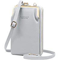  - HNOOM Bolso Movil Mujer- Bolso Bandolera Móvil- Bolso Pequeño Bandolera para Damas Mujeres con Ranuras para Tarjeta de Correa (Gris)